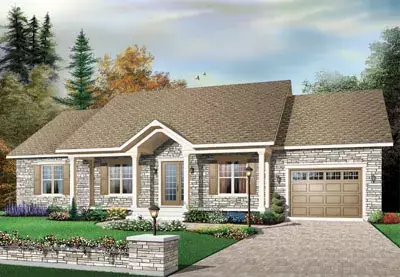 Country house plans 5-579 - front exterior, 1,350 sq ft, 3 bed, 1 bath house plans | Monster House Plans