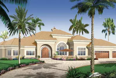 Florida house plans 5-582 - front exterior, 4,082 sq ft, 3 bed, 3 bath house plans | Monster House Plans