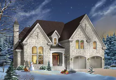 European house plans 5-637 - front exterior, 2,991 sq ft, 4 bed, 3 bath house plans | Monster House Plans
