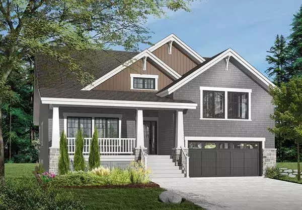 Bungalow house plans 5-648 - front exterior, 2,309 sq ft, 3 bed, 2 bath house plans | Monster House Plans