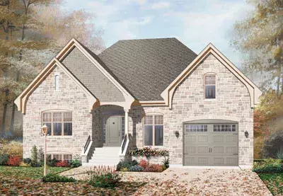 European house plans 5-655 - front exterior, 1,456 sq ft, 2 bed, 1 bath house plans | Monster House Plans