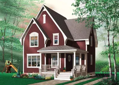 Country house plans 5-662 - front exterior, 1,322 sq ft, 2 bed, 1 bath house plans | Monster House Plans