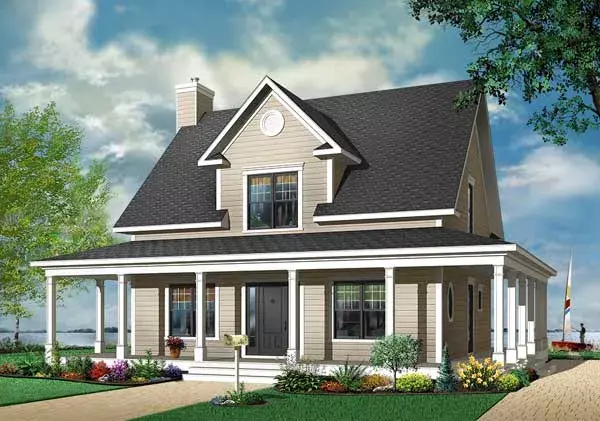 Country house plans 5-663 - front exterior, 1,841 sq ft, 3 bed, 1 bath house plans | Monster House Plans