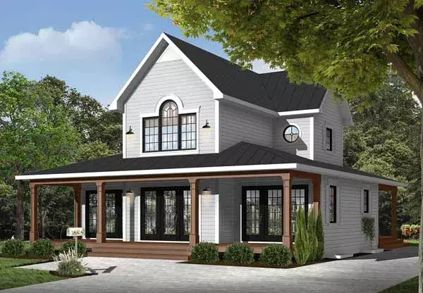 Country house plans 5-670 - front exterior, 1,955 sq ft, 3 bed, 2 bath house plans | Monster House Plans