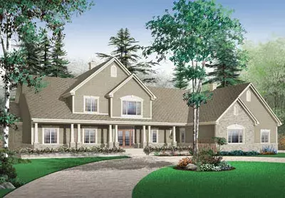 Country house plans 5-672 - front exterior, 4,459 sq ft, 5 bed, 2 bath house plans | Monster House Plans