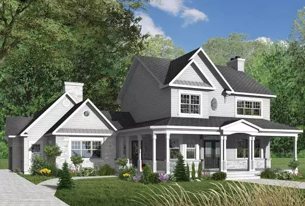 Farmhouse house plans 5-704 - front exterior, 2,448 sq ft, 3 bed, 2 bath house plans | Monster House Plans