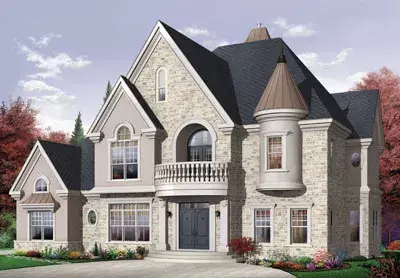 European house plans 5-714 - front exterior, 3,614 sq ft, 4 bed, 3 bath house plans | Monster House Plans