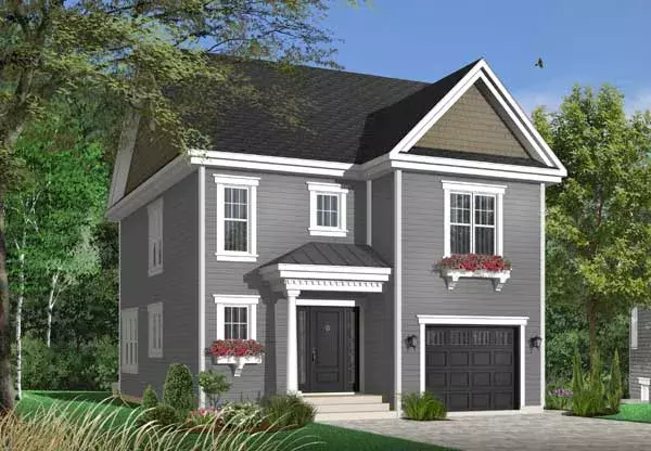 Colonial house plans 5-722 - front exterior, 1,584 sq ft, 3 bed, 2 bath house plans | Monster House Plans