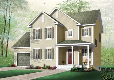 Country house plans 5-725 - front exterior, 1,485 sq ft, 3 bed, 1 bath house plans | Monster House Plans