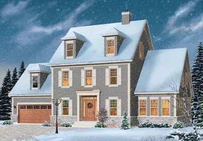 Early American house plans 5-734 - front exterior, 2,786 sq ft, 3 bed, 2 bath house plans | Monster House Plans