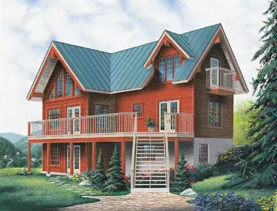 Contemporary house plans 5-743 - front exterior, 1,437 sq ft, 3 bed, 1 bath house plans | Monster House Plans