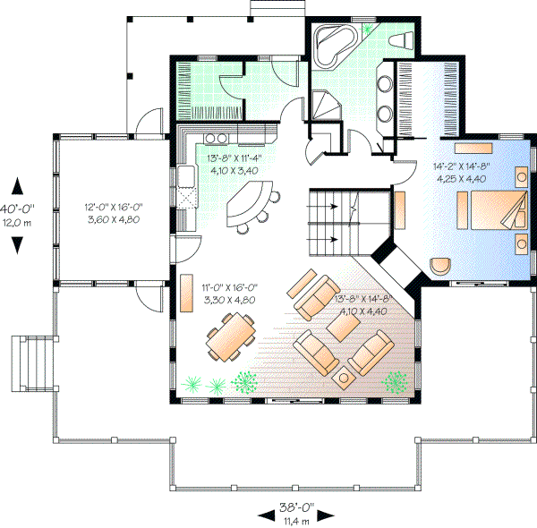 Traditional house plans 5-746 - main floor plan, 1,832 sq ft, 3 bed, 2 bath house plans | Monster House Plans