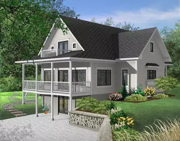 Waterfront house plans 5-749 - front exterior, 2,393 sq ft, 3 bed, 3 bath house plans | Monster House Plans