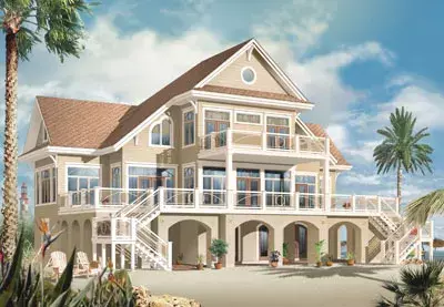 Coastal house plans 5-768 - front exterior, 4,959 sq ft, 4 bed, 3 bath house plans | Monster House Plans