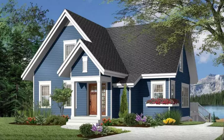 Cottage house plans 5-772 - front exterior, 1,579 sq ft, 3 bed, 2 bath house plans | Monster House Plans