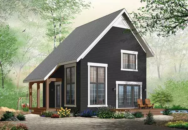 Traditional house plans 5-775 - front exterior, 1,050 sq ft, 2 bed, 1 bath house plans | Monster House Plans