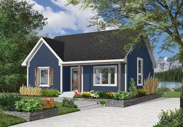 Country house plans 5-790 - front exterior, 1,113 sq ft, 2 bed, 1 bath house plans | Monster House Plans