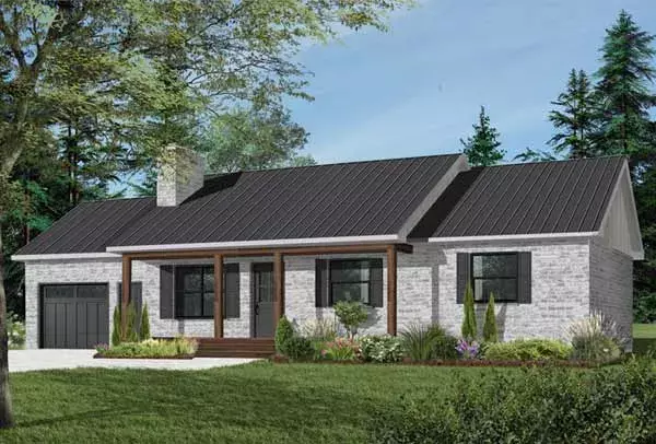 Ranch house plans 5-793 - front exterior, 1,204 sq ft, 3 bed, 1 bath house plans | Monster House Plans