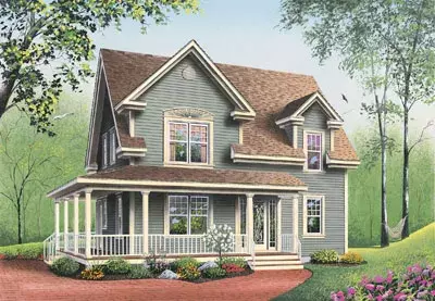 Farmhouse house plans 5-802 - front exterior, 1,700 sq ft, 3 bed, 1 bath house plans | Monster House Plans