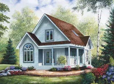 Country house plans 5-804 - front exterior, 1,168 sq ft, 3 bed, 2 bath house plans | Monster House Plans