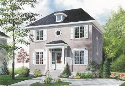 Colonial house plans 5-813 - front exterior, 1,422 sq ft, 3 bed, 2 bath house plans | Monster House Plans