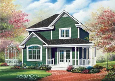 Country house plans 5-817 - front exterior, 1,530 sq ft, 3 bed, 2 bath house plans | Monster House Plans