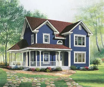 Farmhouse house plans 5-819 - front exterior, 1,746 sq ft, 3 bed, 1 bath house plans | Monster House Plans