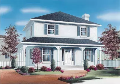 European house plans 5-821 - front exterior, 1,560 sq ft, 3 bed, 2 bath house plans | Monster House Plans