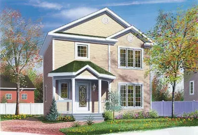 Traditional house plans 5-825 - front exterior, 1,266 sq ft, 3 bed, 1 bath house plans | Monster House Plans
