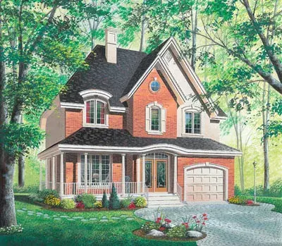 European house plans 5-832 - front exterior, 1,935 sq ft, 4 bed, 2 bath house plans | Monster House Plans