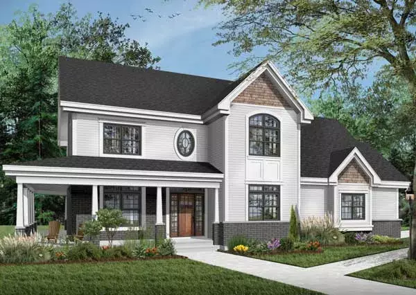 Farmhouse house plans 5-833 - front exterior, 2,764 sq ft, 4 bed, 3 bath house plans | Monster House Plans
