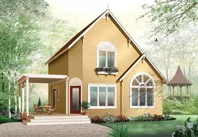 European house plans 5-839 - front exterior, 1,295 sq ft, 2 bed, 2 bath house plans | Monster House Plans