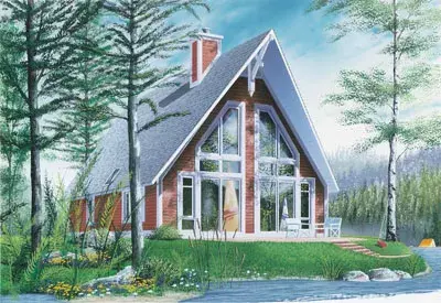 Contemporary house plans 5-840 - front exterior, 1,304 sq ft, 2 bed, 1 bath house plans | Monster House Plans