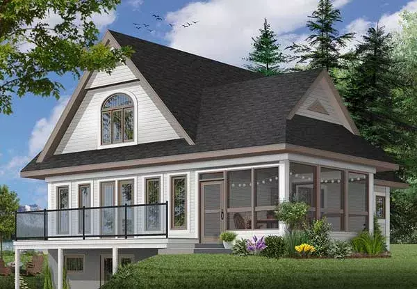 Country house plans 5-844 - front exterior, 1,482 sq ft, 2 bed, 1 bath house plans | Monster House Plans