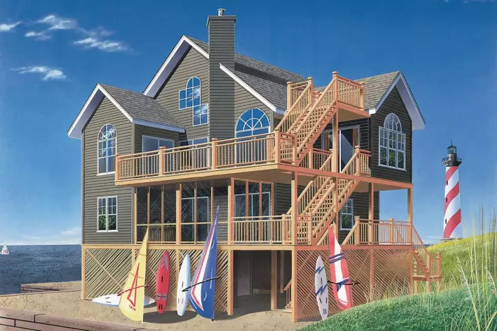 Cottage house plans 5-846 - front exterior, 2,392 sq ft, 5 bed, 3 bath house plans | Monster House Plans