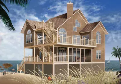 Coastal house plans 5-847 - front exterior, 2,392 sq ft, 5 bed, 3 bath house plans | Monster House Plans