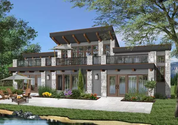 Contemporary house plans 5-856 - front exterior, 2,527 sq ft, 3 bed, 2 bath house plans | Monster House Plans