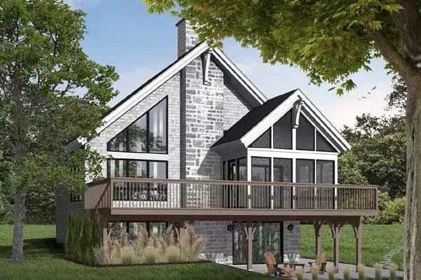 Contemporary house plans 5-872 - front exterior, 2,243 sq ft, 4 bed, 2 bath house plans | Monster House Plans