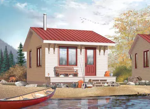 Country house plans 5-892 - front exterior, 320 sq ft, 1 bed, 1 bath house plans | Monster House Plans