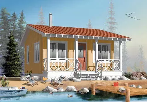Country house plans 5-894 - front exterior, 400 sq ft, 1 bed, 1 bath house plans | Monster House Plans