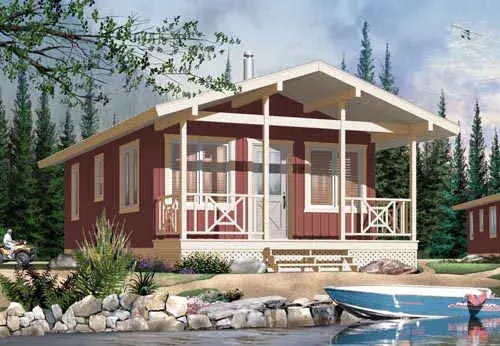 Country house plans 5-896 - front exterior, 540 sq ft, 1 bed, 1 bath house plans | Monster House Plans
