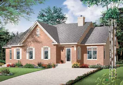 Traditional house plans 5-898 - front exterior, 2,005 sq ft, 3 bed, 2 bath house plans | Monster House Plans