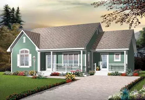 Traditional house plans 5-913 - front exterior, 1,470 sq ft, 3 bed, 1 bath house plans | Monster House Plans