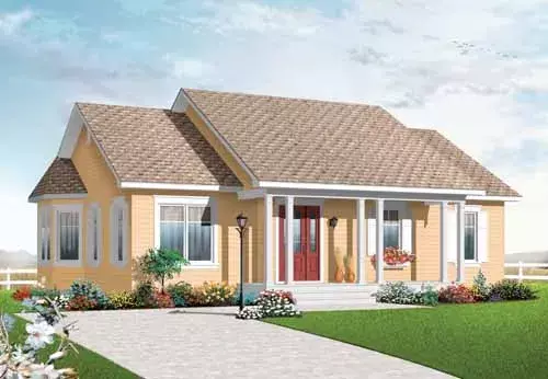 Traditional house plans 5-918 - front exterior, 1,218 sq ft, 3 bed, 1 bath house plans | Monster House Plans