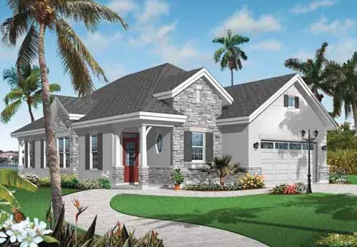 Traditional house plans 5-920 - front exterior, 1,634 sq ft, 3 bed, 2 bath house plans | Monster House Plans