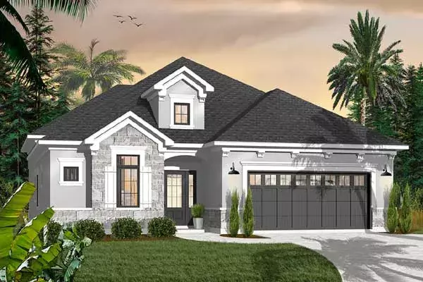 Traditional house plans 5-921 - front exterior, 2,052 sq ft, 4 bed, 2 bath house plans | Monster House Plans