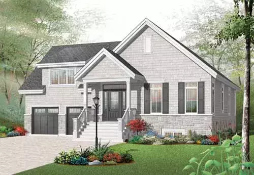 Shingle house plans 5-941 - front exterior, 1,438 sq ft, 3 bed, 1 bath house plans | Monster House Plans