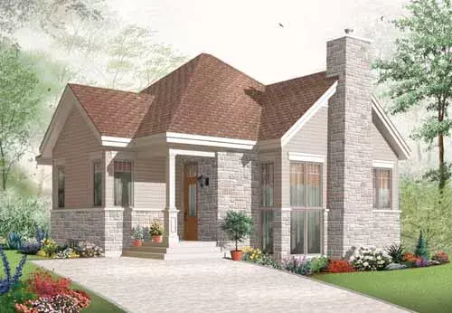 Traditional house plans 5-947 - front exterior, 1,983 sq ft, 4 bed, 2 bath house plans | Monster House Plans