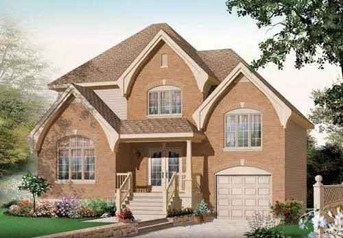 European house plans 5-950 - front exterior, 1,560 sq ft, 3 bed, 1 bath house plans | Monster House Plans