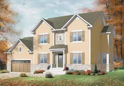 Traditional house plans 5-955 - front exterior, 2,573 sq ft, 5 bed, 2 bath house plans | Monster House Plans